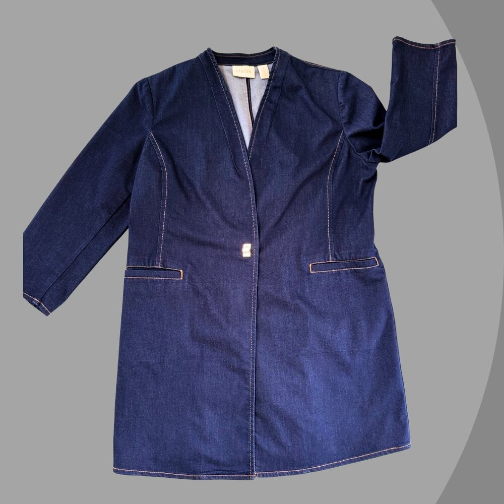 Chico's Women's Blue Denim Jacket Size Large Jean Jacket